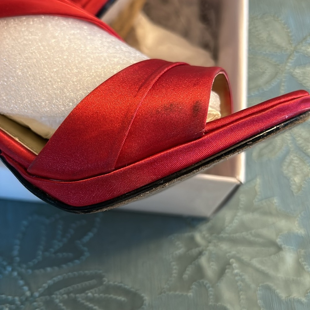 Caparros Gorgeous Red Satin Party Sandals - Picture 6 of 8